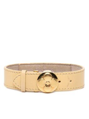 Louis Vuitton Monogram Bracelet Luck Vanilla Beige Gold Leather Plated